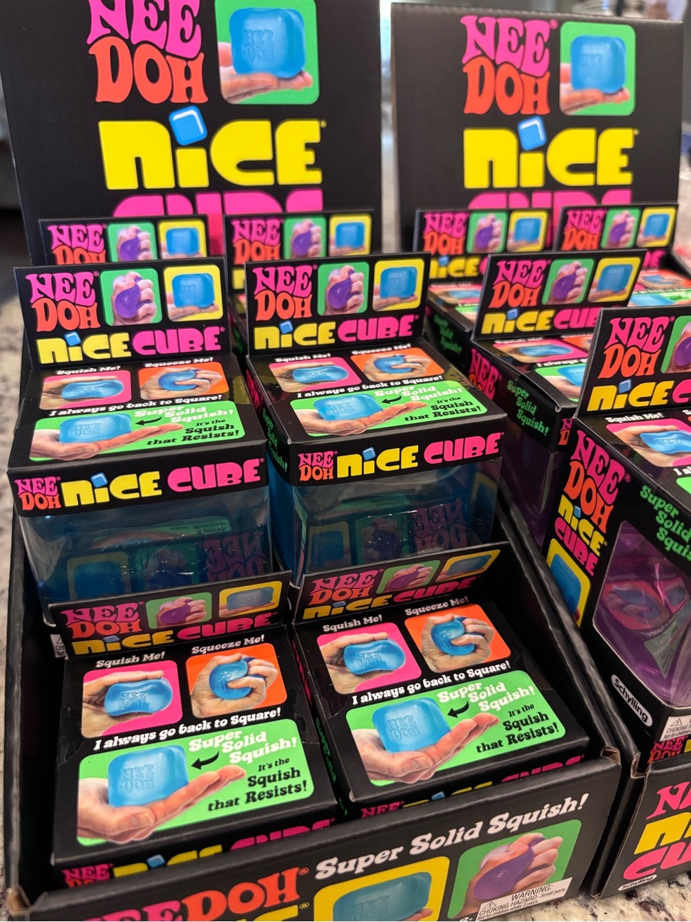 NEE DOH Nice Cube Soft Squishy Toy - Blue Brand New Sealed